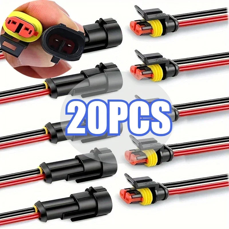 10-Pack Waterproof 2-Pin Connectors 20 AWG | Car, Boat & Truck