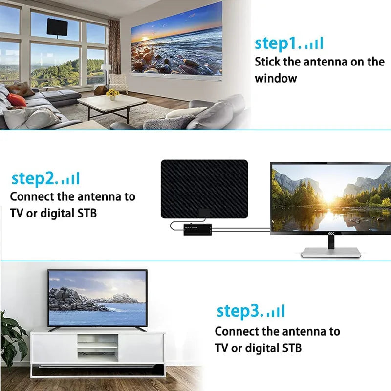 Indoor HD TV Antenna – 4K 1080p, 39dBi Dual Amplifier, Long Range