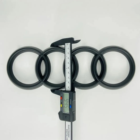 4-Ring ABS Emblem Badge for Audi A3 A4 A5 A6 Q5 Q8 TT | Black/Silver Car Emblem Badge Peaceful Pleasures Health and Wellness Rear 192mm Matte Black