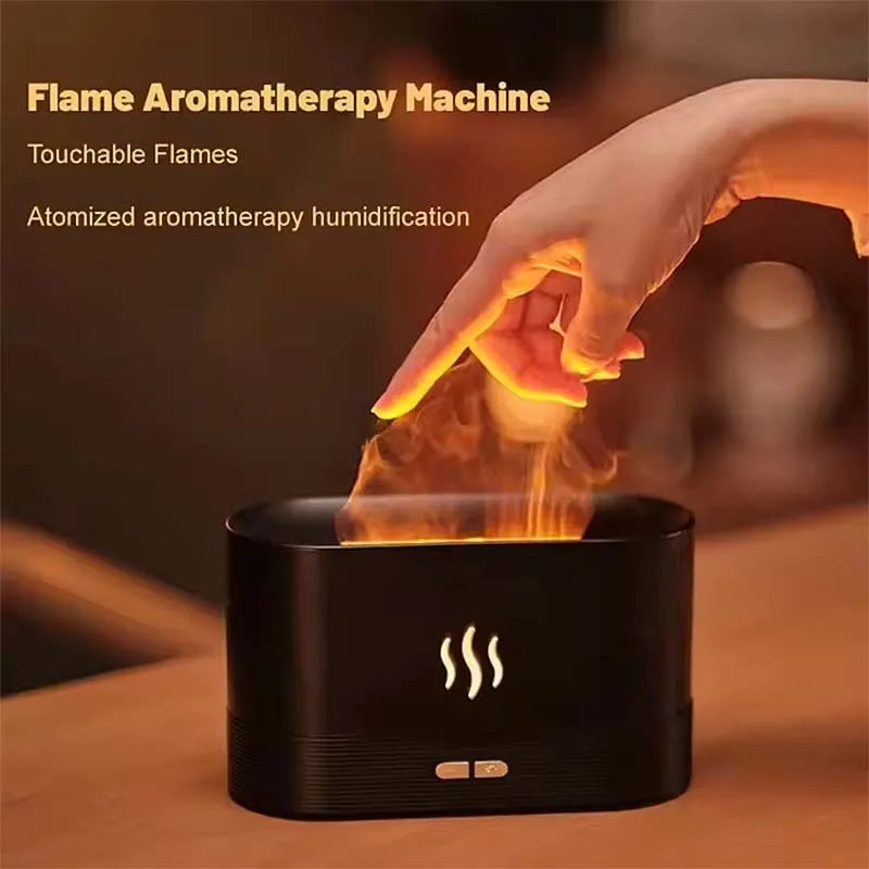 Electric Essential Oil Diffuser Humidifier Flame Light Effect 2 Brightness Levels for Aroma Household Peaceful Pleasures Health and Wellness
