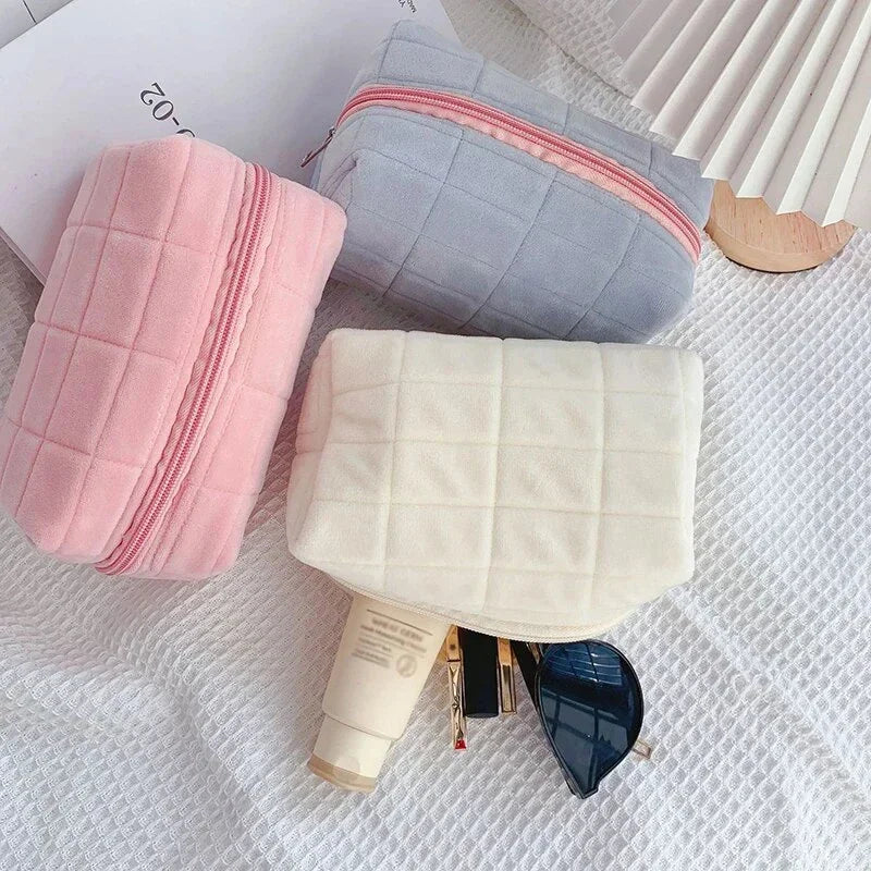 Large Solid Fur Cosmetic Storage Bag Women Zipper Makeup Organizer Handbag Stationery Pencil Case Travel Make Up Toiletry Punch Peaceful Pleasures Health and Wellness