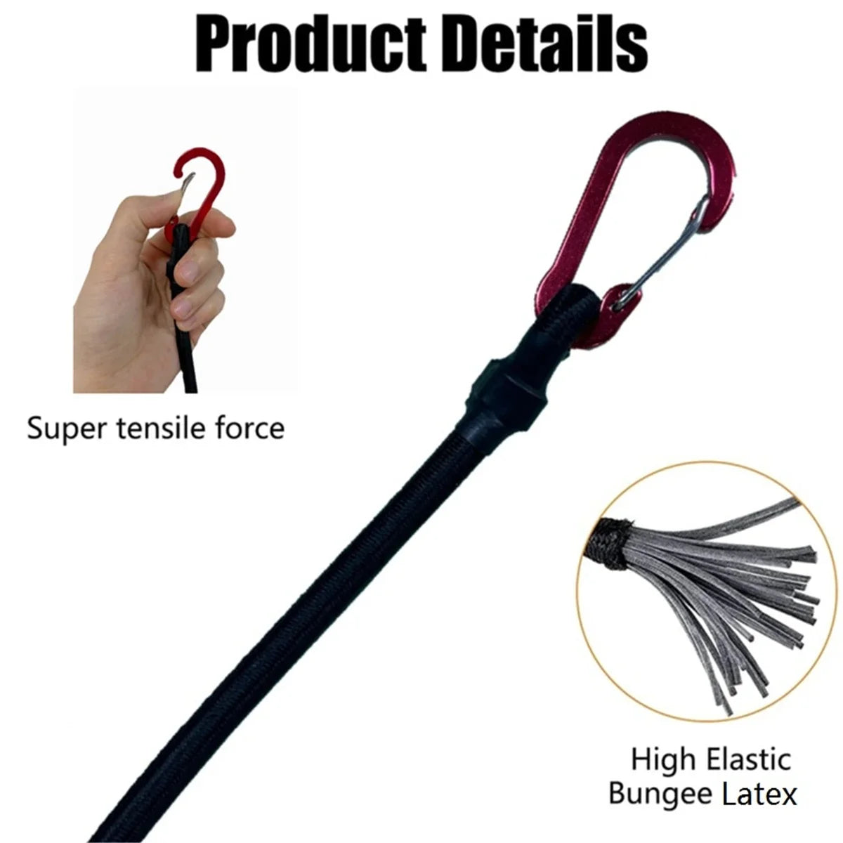 Heavy Duty Bungee Cords with Carabiner Hooks | Camping & Kayak