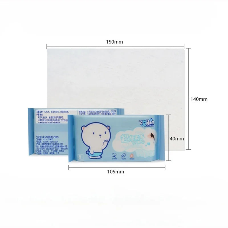64-Pack Mini Disposable Travel Wipes – Hand & Mouth, Alcohol-Free