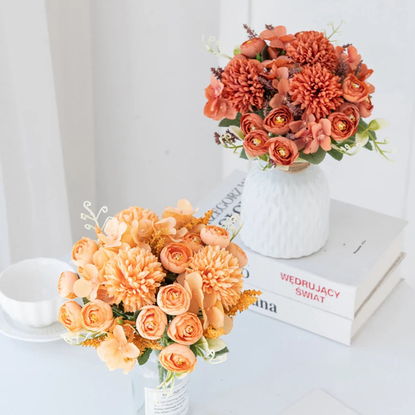 Silk Hydrangea & Tea Rose Artificial Flowers | UV Protection