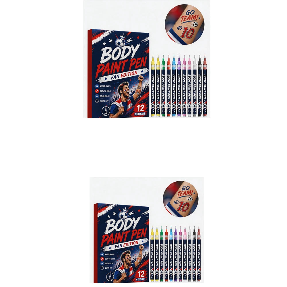 Sports Fan Body Paint Markers | 12 Colors, Quick-Dry Face & Body