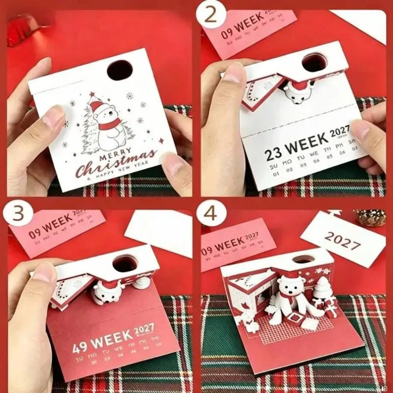 2027 LED Desk Calendar – 3D Tear-Away Paper Carving Art Decor