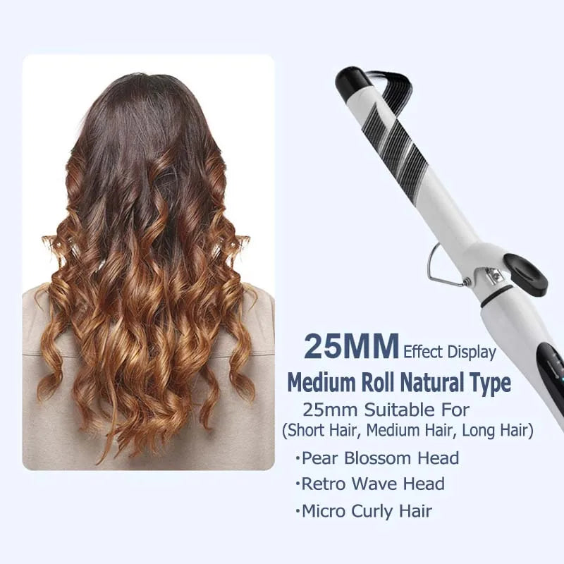 Professional Big Wavy Hair Curler Quick Heating Up Electric Nano Ceramic Curler 25Mm Curler Professional Curler Styling Tool Peaceful Pleasures Health and Wellness
