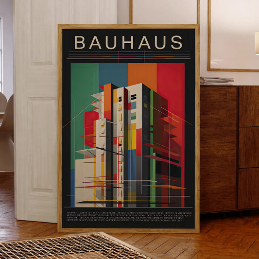 Retro Bauhaus Geometry Canvas Wall Art | Minimalist Poster Canvas Wall Art Peaceful Pleasures Health and Wellness