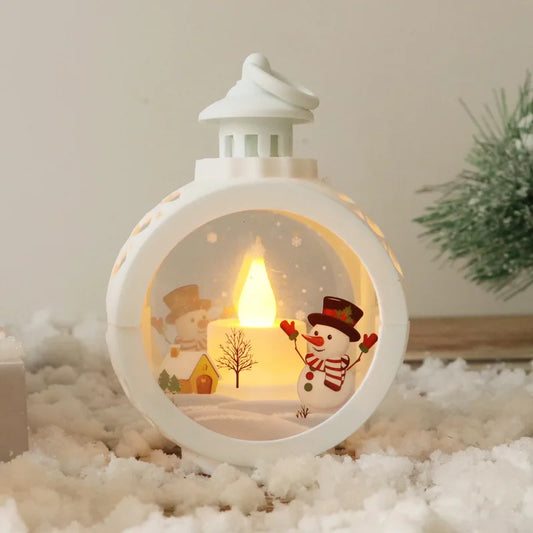 Santa Claus & Snowman Retro Night Light Decoration Hanging LED Lights Luminous Gift Christmas Decorations for Window Display Peaceful Pleasures Health and Wellness