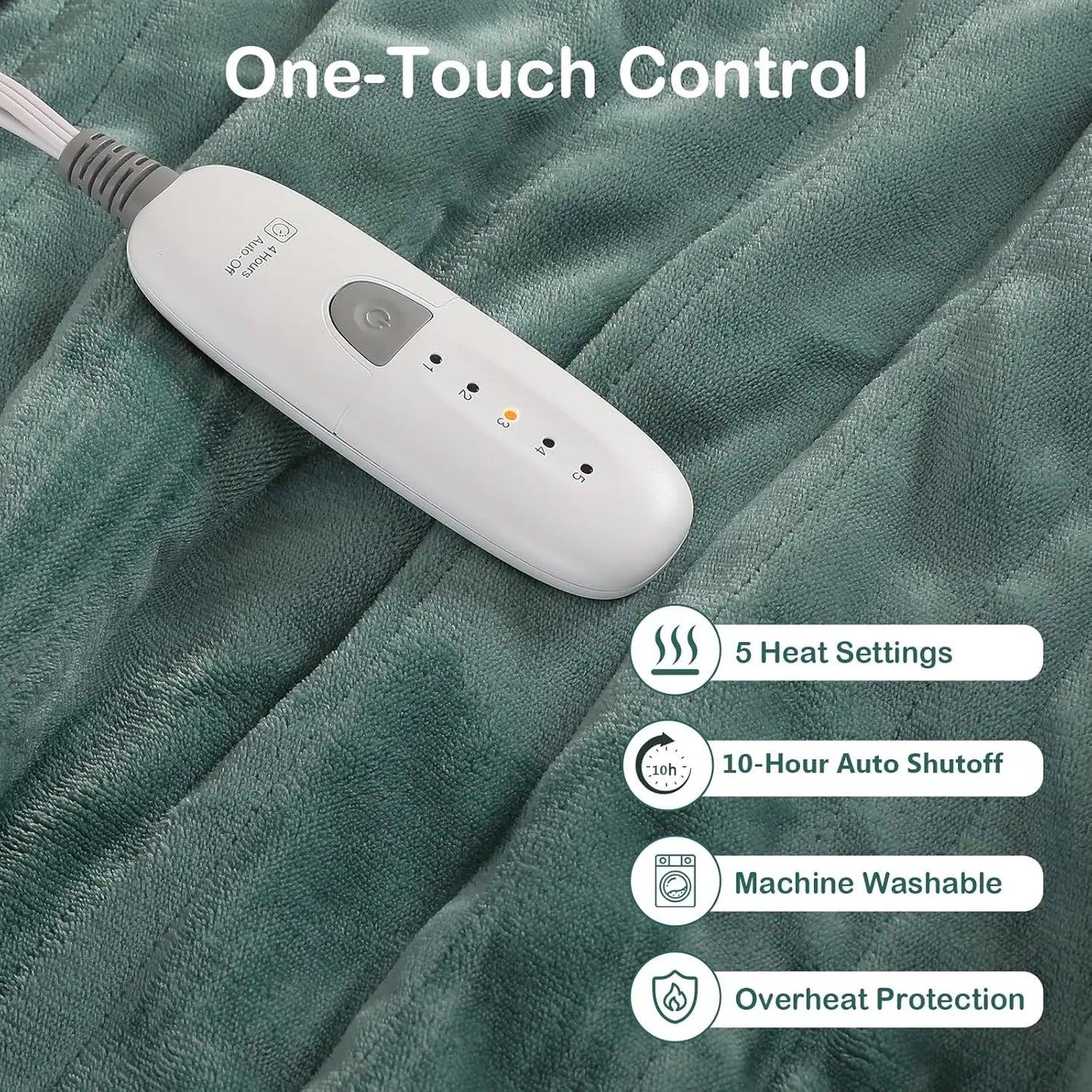 Twin Electric Heated Blanket 62x84" – 5 Levels, ETL/FCC Certified Peaceful Pleasures Health and Wellness