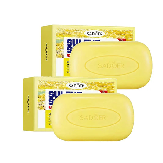 1/2pcs SADOER Sulfur Mite Removing Facial Soap Universal Handmade Soap for Body Face Wash Foam Moisturizing Facial Cleanser Peaceful Pleasures Health and Wellness 2PCS