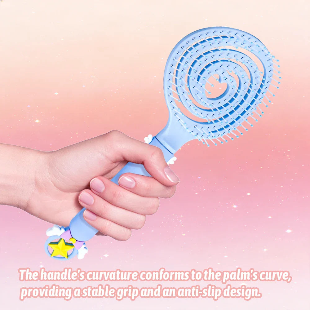 Magic Star Wand Spiral Hollow Comb – Flexible Bristles, 3 Colors