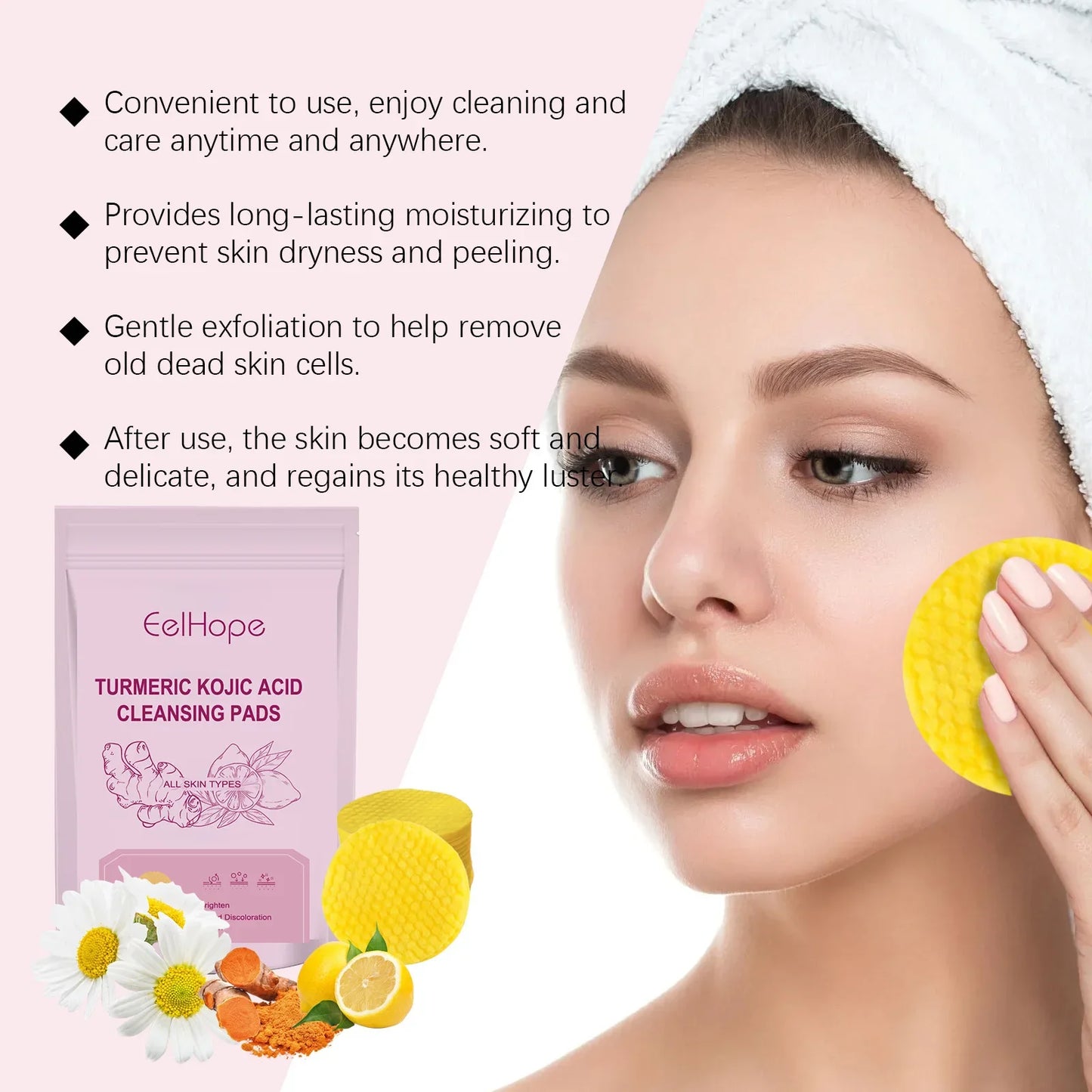 Turmeric Kojic Acid Cleansing Exfoliating Pads – Brighten Skin