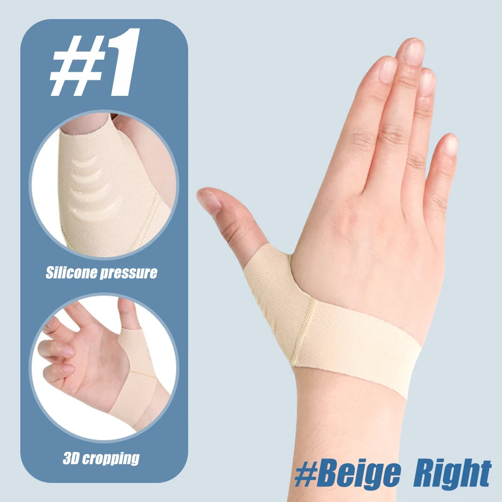 1Pcs Elastic Thumb Support Brace Layer - Soft Thumb Compression Sleeve Protector for Relieving Pain,Joint Pain,Tendonitis,Sports Peaceful Pleasures Health and Wellness 1-Beige-Right S