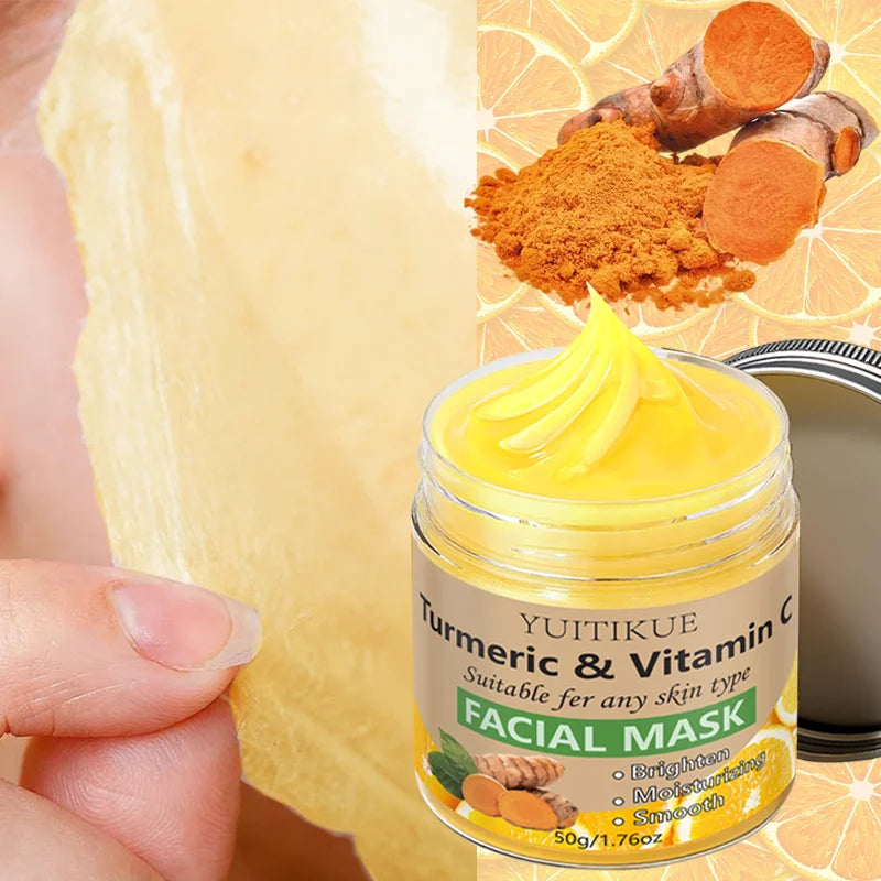 YUITIKUE Turmeric & Vitamin C Facial Mask 50g Brightening & Moisturizing Care for Smooth Skin Peaceful Pleasures Health and Wellness