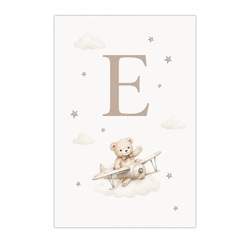 Custom Alphabet Wall Art Cute Animal Letter Canvas Painting Nursery Poster Print For Kids Room Wall Decor Peaceful Pleasures Health and Wellness E 40x50cm No Frame China Mainland