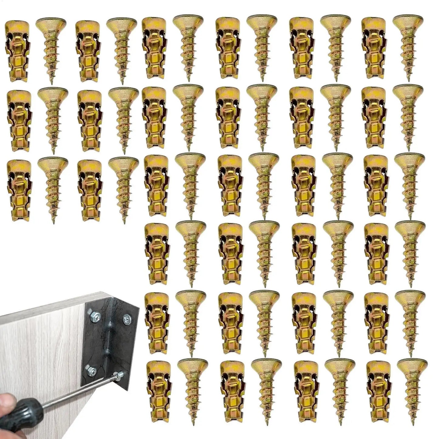 Carbon Steel Short Expansion Screw Set – 30pc Wall Anchors