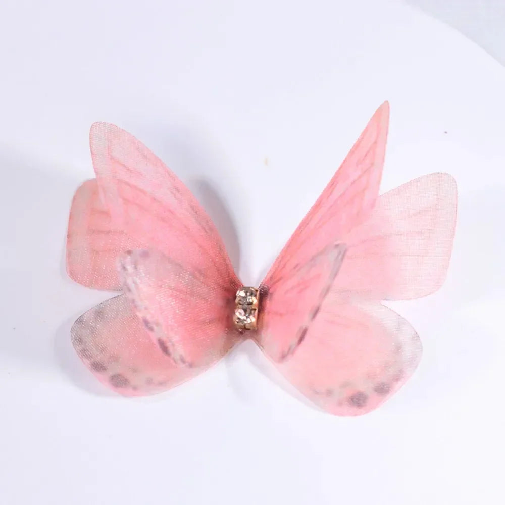 50Pcs 3D Organza Butterfly Appliqués – Gradient Mesh Patches