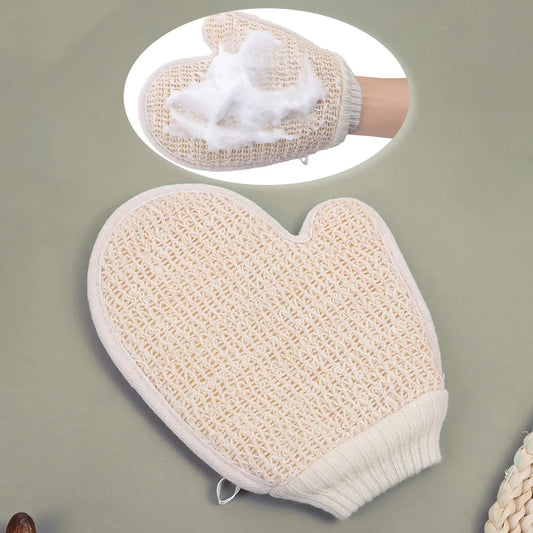 2-in-1 Cotton Linen Exfoliating Scrub Glove | Home Spa Exfoliating Scrub Glove Peaceful Pleasures Health and Wellness Composite