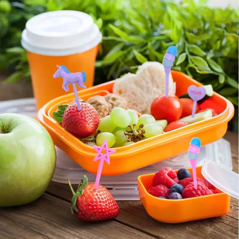 40-Piece Cartoon Animal Food Picks for Kids' Bento Boxes