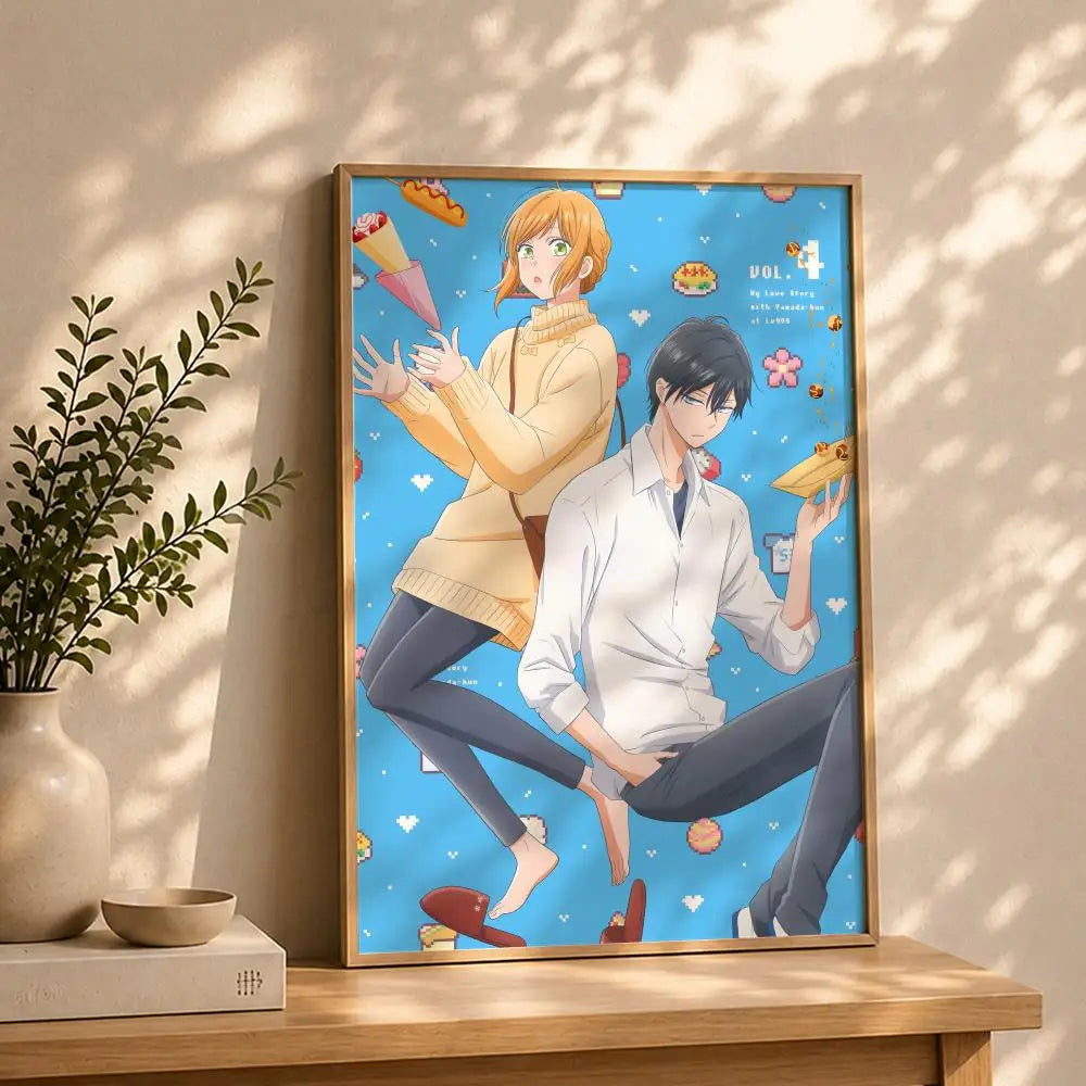 Anime M-My Love Story with Yamada-kun at Lv999S Poster HD Self Adhesive Waterproof Wall Art Ideal for Home Office Dorm Bedroom Peaceful Pleasures Health and Wellness White3 50X70cmNoframe