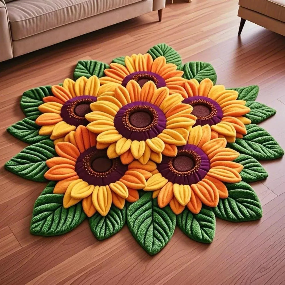 Durable Special-shaped Sunflower Carpet Non-slip Absorbent Flower Carpet Soft 60x60cm Door Gasket Home Decoration Peaceful Pleasures Health and Wellness Style 3