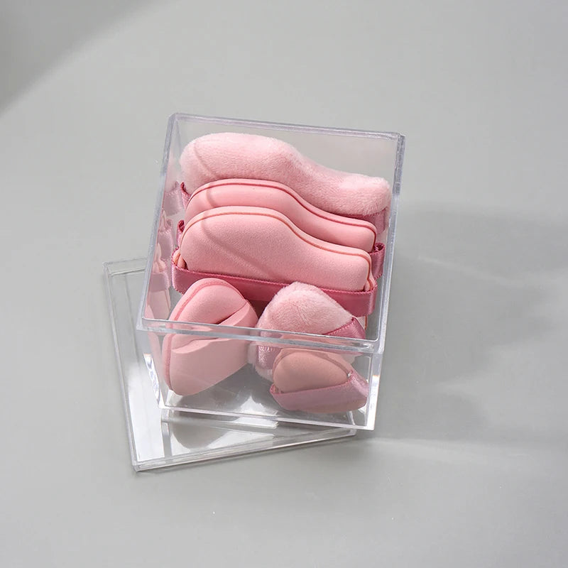6Pcs/Set Pink Powder Puff Mini Thumb Powder Puff Concealer Blusher Dry And Wet Makeup Soft Skin-friendly Flocking Air Cushion Peaceful Pleasures Health and Wellness