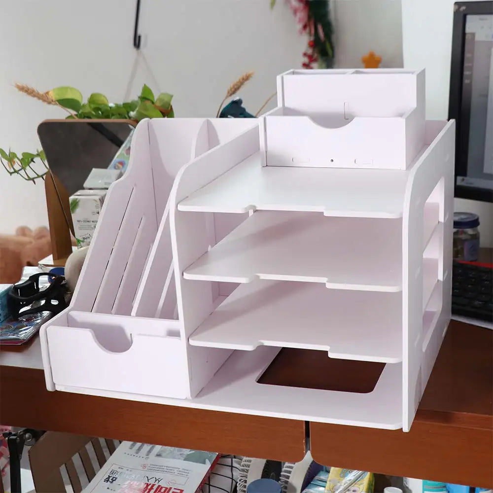 Large Capacity File Storage Rack Space Saving Thickened File Sorter Multi-Layer Partition Design Desktop Storage Box School Peaceful Pleasures Health and Wellness