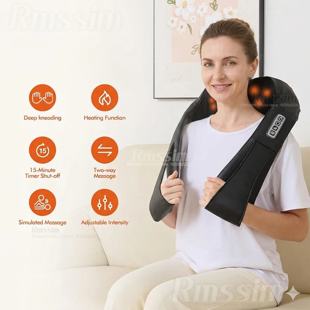 Electric Neck and Shoulder Massager with Heat, Deep Tissue 3D Kneading Pillow Shiatsu Back Massager for Muscle Pain Relief Peaceful Pleasures Health and Wellness