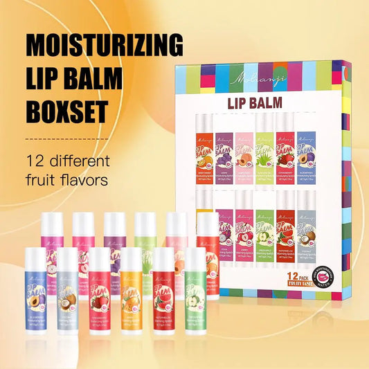 12pcs Moisturizing Lipstick Set, Hydrating Lip Care Suitable For All Skin Types, Fruit Lipstick Lip Balm Set Peaceful Pleasures Health and Wellness