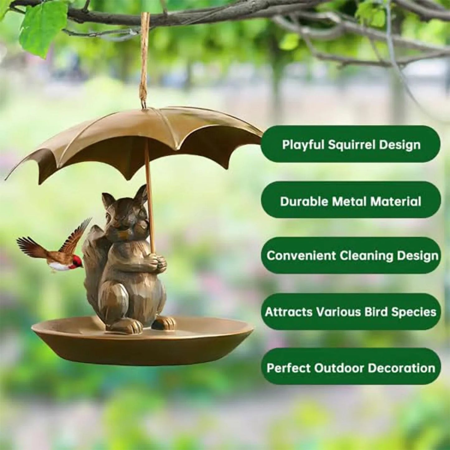 Metal Animal Umbrella Bird Feeder | Garden Yard Decor Gift