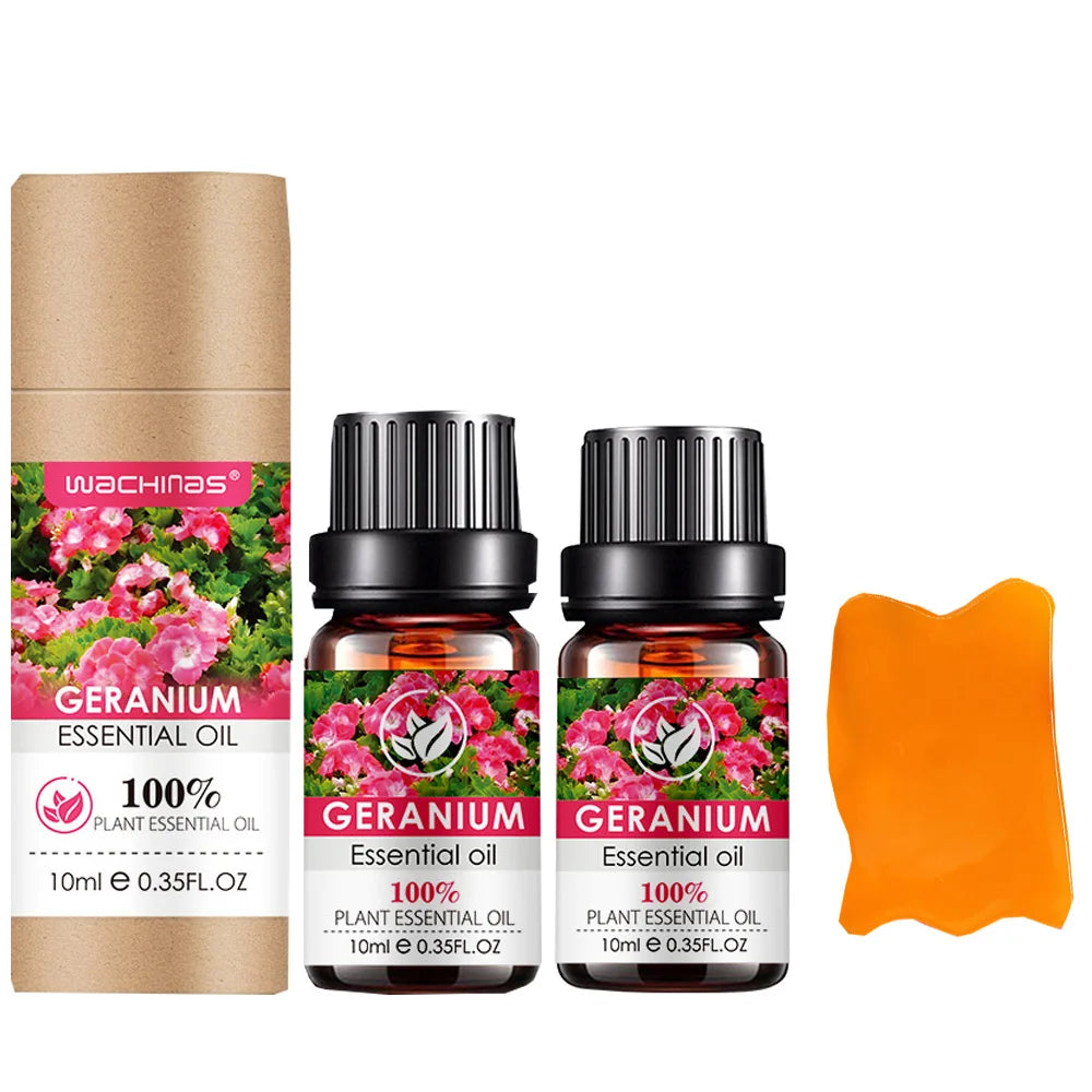 Geranium Essential Oils,100% Pure Nature for Aromatherapy, Diffuser, Humidifier, Massage, Relieve Anxiety & Stress With Tool Peaceful Pleasures Health and Wellness 2 pieces and tool 10ml