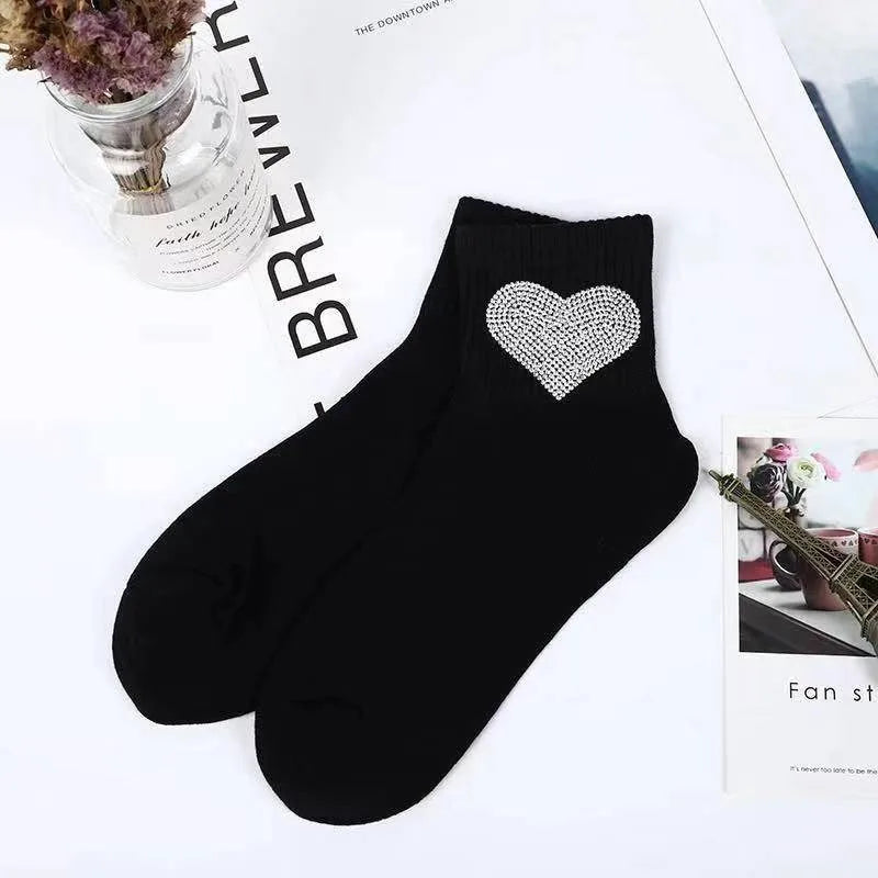 New Rhinestone Decorative Socks, Fashionable Diamond Sparkling Socks, Cute Cartoon Animal Pattern Comfortable Low Cut Socks Peaceful Pleasures Health and Wellness army green 36-42