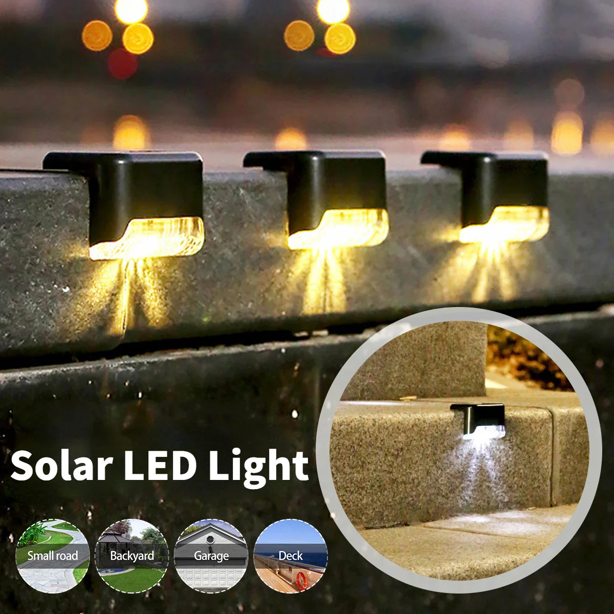 Solar LED Fence & Step Lights | IP65 Waterproof Garden Lamp