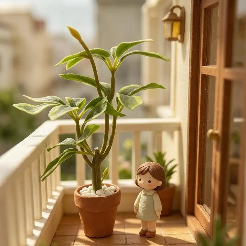 Mini Terracotta Pot Artificial Plant Dollhouse Miniature Decor