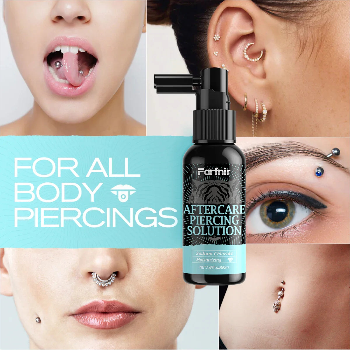 Piercing Aftercare Cleansing Spray – Ears, Nose & Lips 50ml