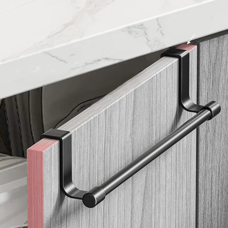 Over Cabinet Door Towel Rack | Punch-Free Steel Hanger Cabinet Door Towel Rack Peaceful Pleasures Health and Wellness