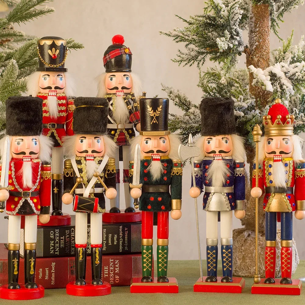 New Creative 30cm Wooden Christmas Nutcrackers Wooden Soldiers Guard Figurines with Good Workmanship for Holiday Decor Display Peaceful Pleasures Health and Wellness