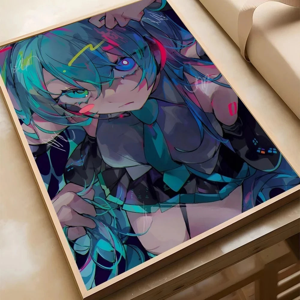 Virtual Idol H-Hatsunes MikU Poster Poster Paper Print Home Living Room Bedroom Entrance Bar Cafe Art Painting Decoration Peaceful Pleasures Health and Wellness 9-1PC 55x75cm
