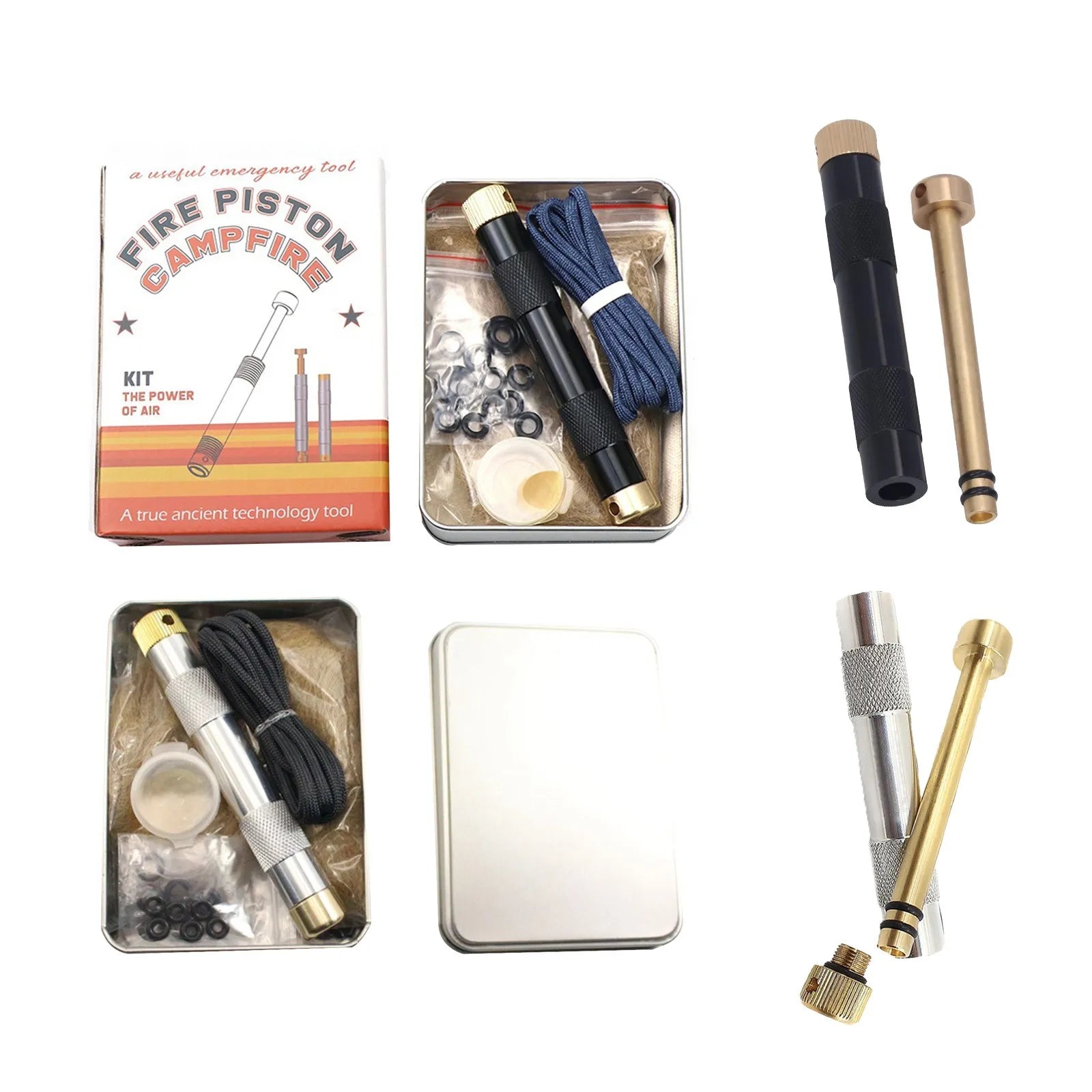 Brass Fire Piston Kit – Air Compression Fire Starter Tool Survival Fire Starter Peaceful Pleasures Health and Wellness