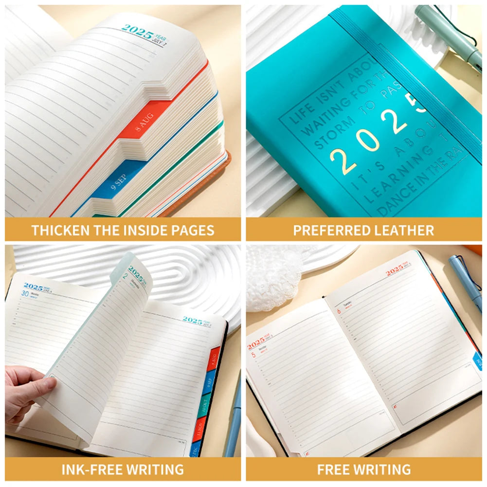 2025 Yearly English Schedule Book 365-day Planner Notebook Time Management Organiser Daily Learn Goal Planner Efficiency Manual Peaceful Pleasures Health and Wellness