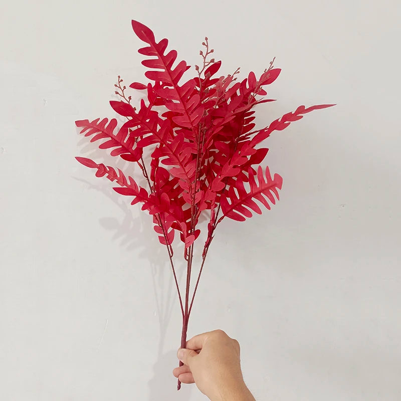 Silk Artificial Willow Bouquet | Fake Green Leaves for Home & Wedding