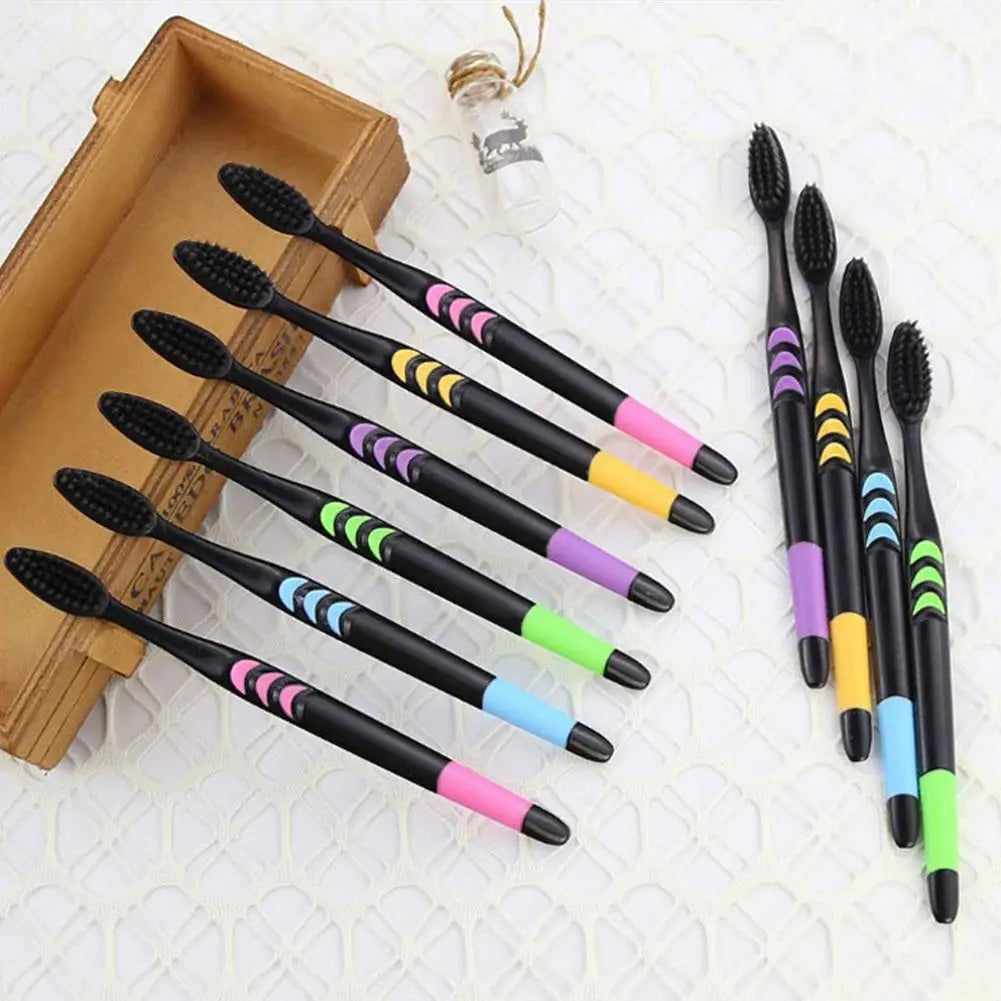 10-Pack Bamboo Charcoal Toothbrush Set – Ultra-Soft Bristles