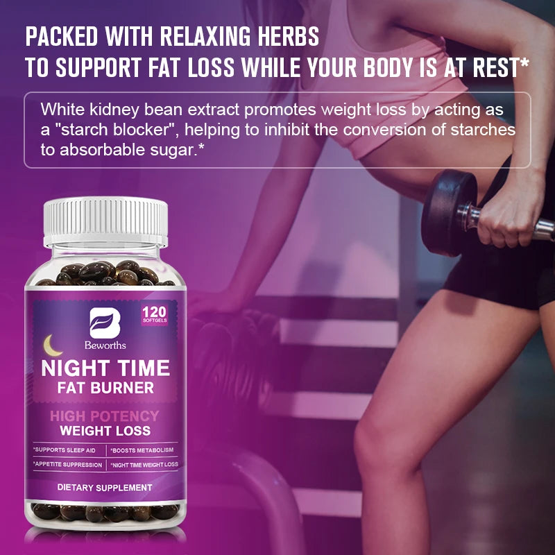 BEWORTHS Night Time Fat Burner Capsules 120ct Peaceful Pleasures Health and Wellness