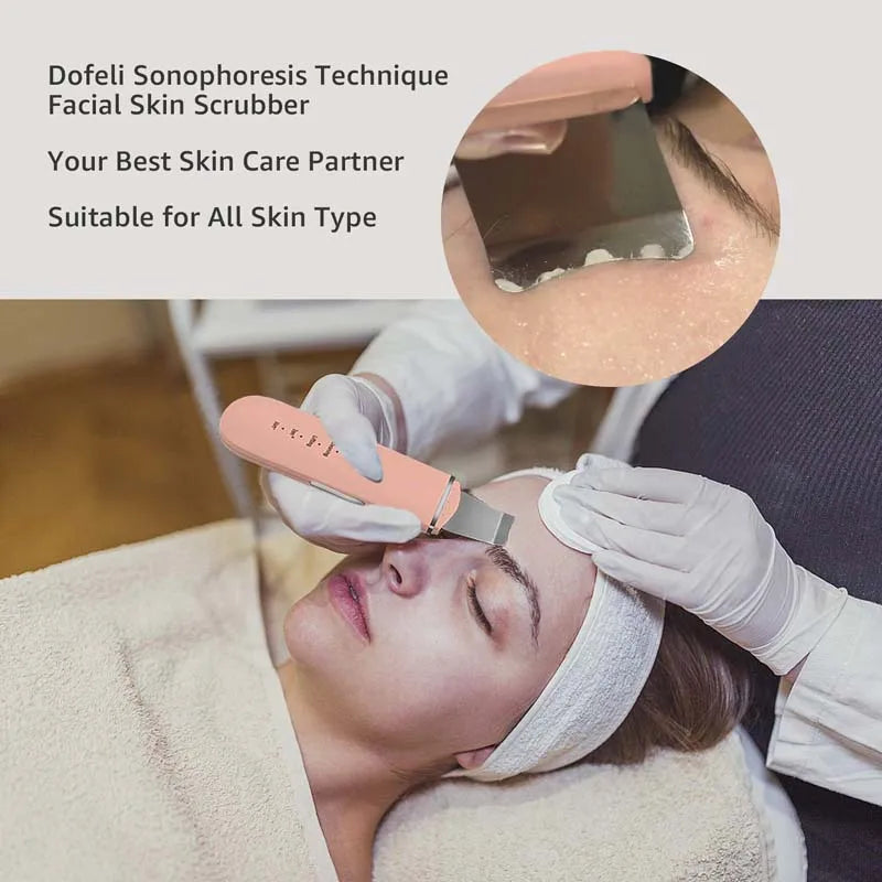 Ultrasonic Facial Skin Scrubber Deep Facial Cleaning Machine Removal Dirt Blackhead Face Skin Spatul Peaceful Pleasures Health and Wellness