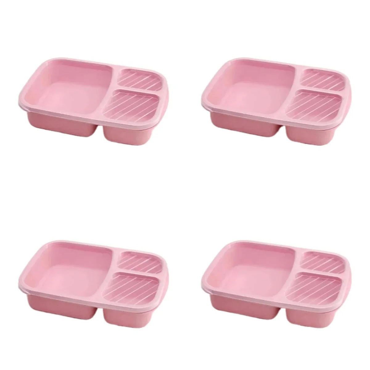 1/2pcs Bento Lunch Box Set 3 Compartment Food Storage Containers Wheat Straw Meal Prep Lunch Box Plastic Food Storage Containers Peaceful Pleasures Health and Wellness 4pcs pink