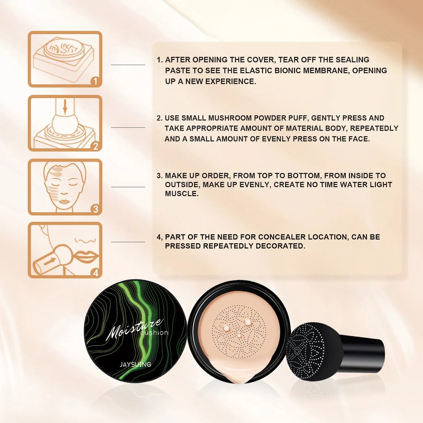 Jaysuing Mushroom Head Air Cushion Concealer – Full Coverage