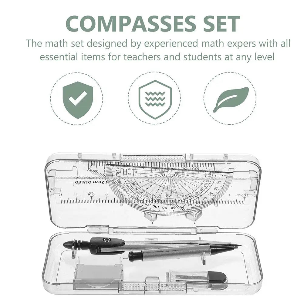 1Boxes Compass Protractor Set Small Ruler Geometry Drawing Tools for Math Architecture Drafting High School Supplies maths Peaceful Pleasures Health and Wellness