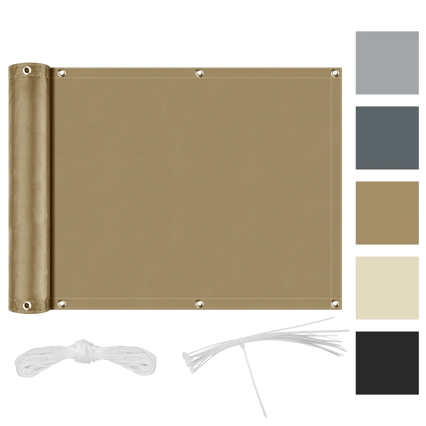 Waterproof Cloth with Grommets Shade Sail Canopy Pergola Balcony Privacy Screen UV Block for Porch Deck Outdoor Patio Pergola Peaceful Pleasures Health and Wellness Sand 90CMx300CM