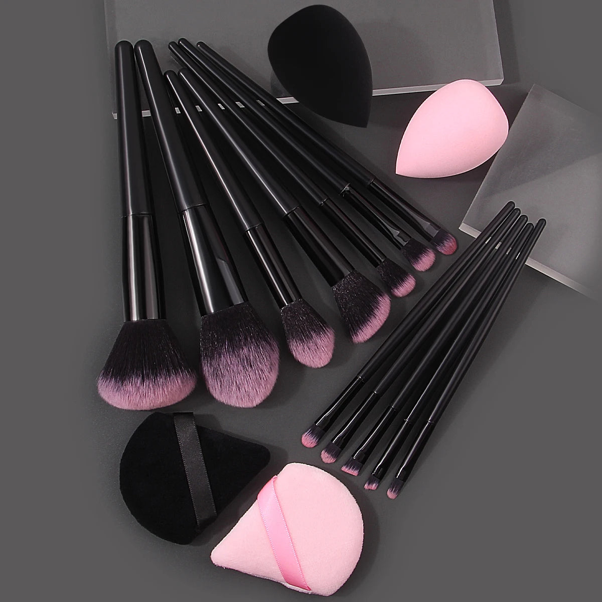 KOSSHOW 16PC Makeup Brush Set – Soft Nylon Bristles & Sponge